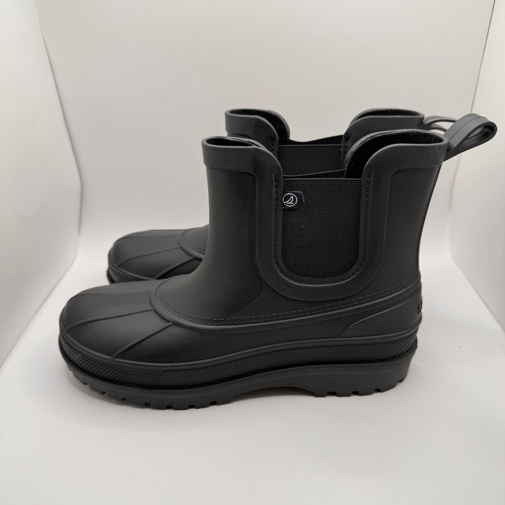 Sperry Boys Black Rubber Rain Boots Duck Boot Ankle STK29447 Size 5